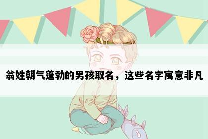 翁姓朝气蓬勃的男孩取名，这些名字寓意非凡