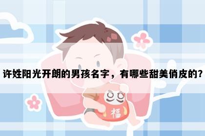 许姓阳光开朗的男孩名字，有哪些甜美俏皮的？