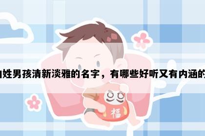 柏姓男孩清新淡雅的名字，有哪些好听又有内涵的？
