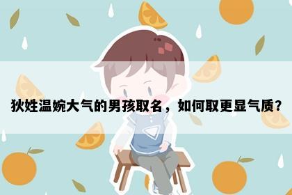 狄姓温婉大气的男孩取名，如何取更显气质？