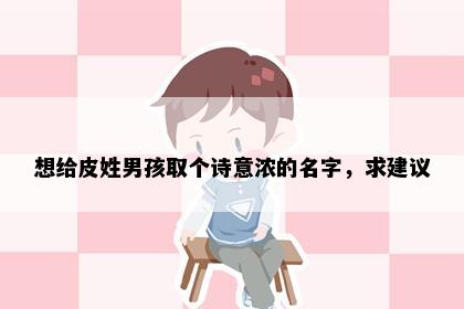 想给皮姓男孩取个诗意浓的名字，求建议