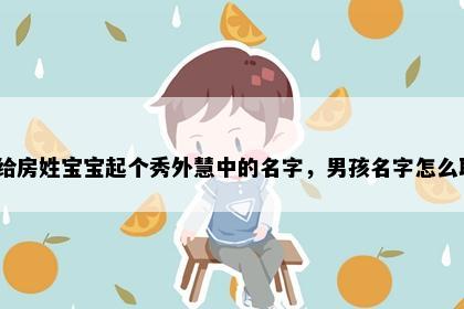 想给房姓宝宝起个秀外慧中的名字，男孩名字怎么取？