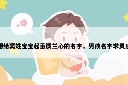 想给窦姓宝宝起蕙质兰心的名字，男孩名字求灵感